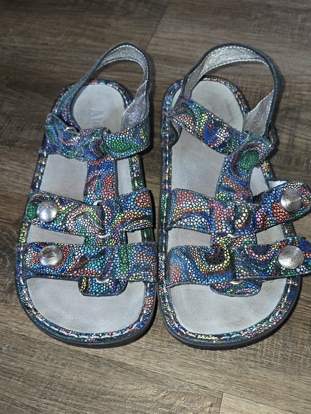 Alegria Kleo Blissful Multicolor Vibrant Dot Print Comfort Sandals Size 38 / 8
